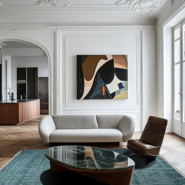 8x10 Beautiful Celia Green Geometric Contemporary Hand Knotted Wool Carpet Rug For Sale - Image 13 of 14