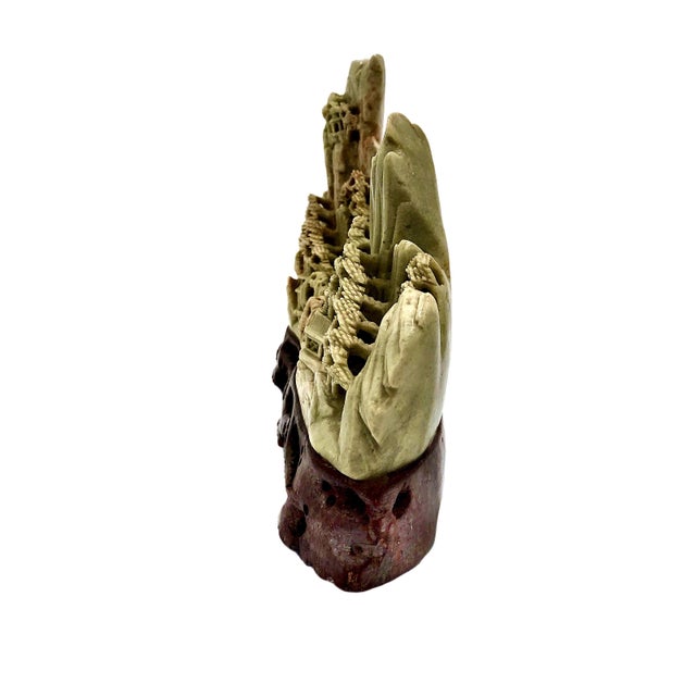 Vintage Chinese Soapstone Carving of a Serene Mountain Village For Sale In San Francisco - Image 6 of 11