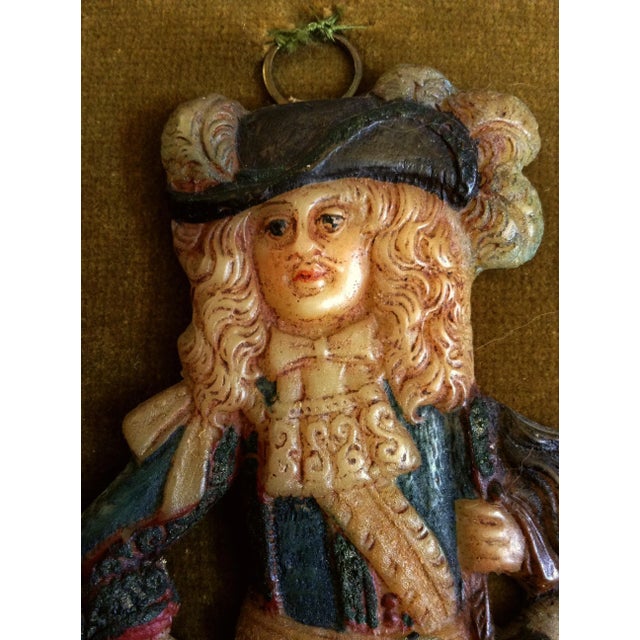 Portraiture 18th Century Antique French Wax Gentleman on Horse Portrait For Sale - Image 3 of 3