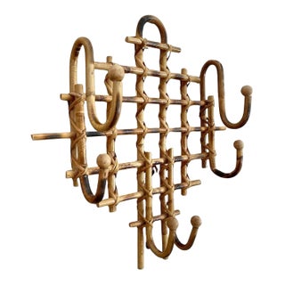 French Burnt Bamboo Coat Rack For Sale