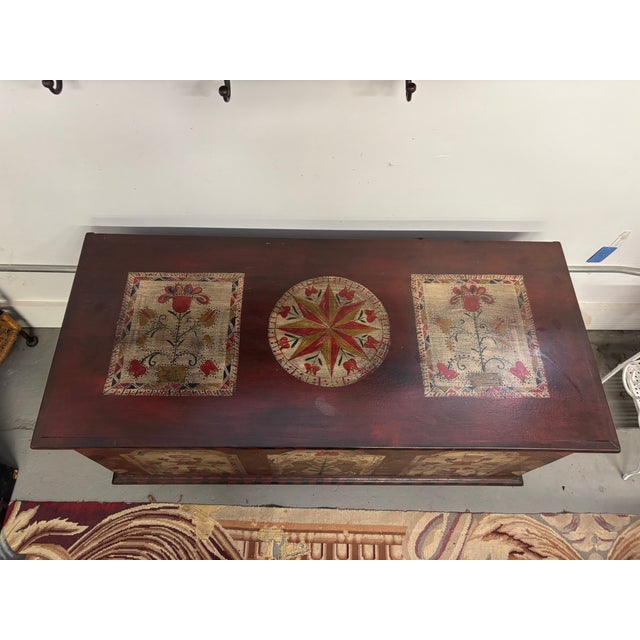 A stunner of an 18th century Pennsylvania Dutch style Blanket Chest by folk art painter Kathy Graybill, probably dating...