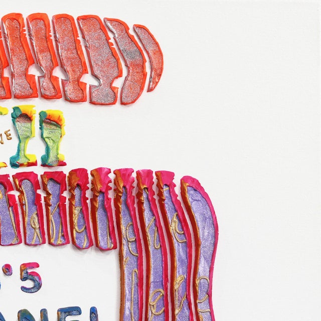 Abstract Fragrance in Illusion: Chanel No. 3 Reinvented - Textural Abstract 3d Painting Original Artwork by Virginie Schroeder For Sale - Image 3 of 9