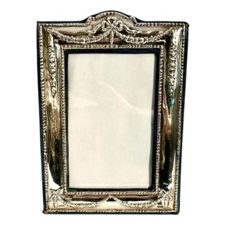 Vintage English Sterling Silver Picture Frame, Ornate Repoussé Detail, 4x6 For Sale