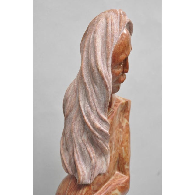 Vintage Seymour Shuren Modern Carved Pink Marble Tall Woman Figure Sculpture For Sale - Image 10 of 18