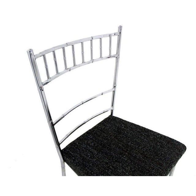 1960s Set of Four Mid-Century Modern Faux Bamboo Chrome Designer Dining Chairs MINT! For Sale - Image 5 of 8