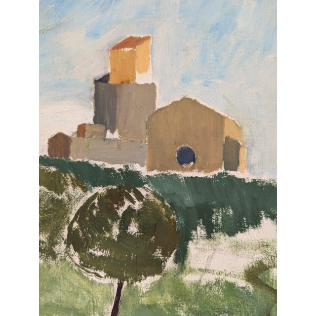Green 1956 Mid-Century Modern "Sant Pol De Mar" Vintage Oil Painting, Framed For Sale - Image 8 of 10