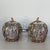 Pair of Vintage Chinese Famille Rose Medallion Pumpkin Form or "Melon-Ribbed" Body Ginger Jars With Gilded Stem Lids 10.5"h X 9"w For Sale - Image 4 of 12