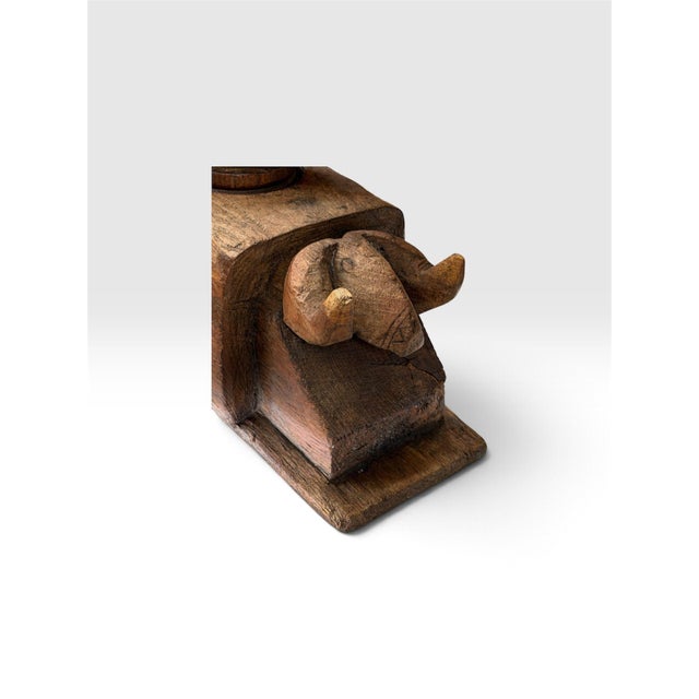 Wood Antique Primitive Hand-Carved Wooden Mortar & Pestle, 15” For Sale - Image 7 of 11