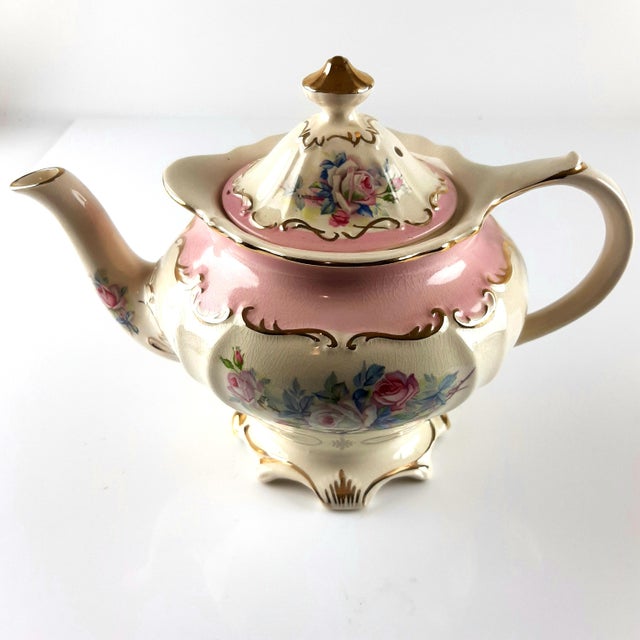 Vintage Sadler English Pink Roses Gold Teapot Model No. 2949 Chairish