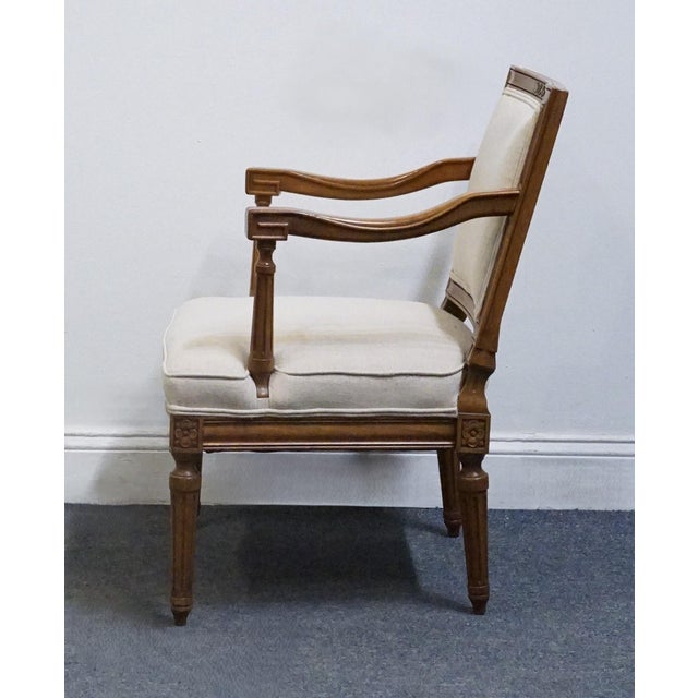 Wood High End Vintage Solid Cherry Italian Neoclassical Tuscan Style 24" Accent Arm Chair For Sale - Image 7 of 9