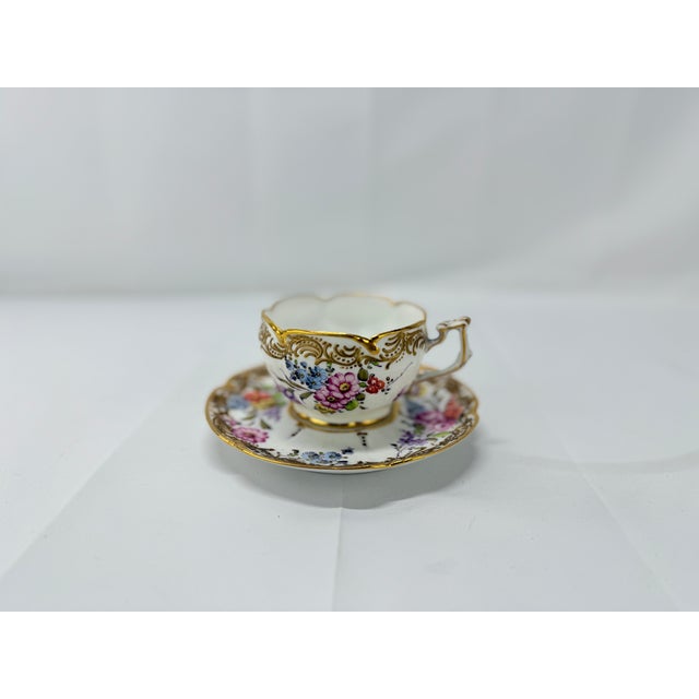 19th Century French, Boudois & Bloch Floral Gold-Trimmed Cup & Saucer Set For Sale In Atlanta - Image 6 of 7