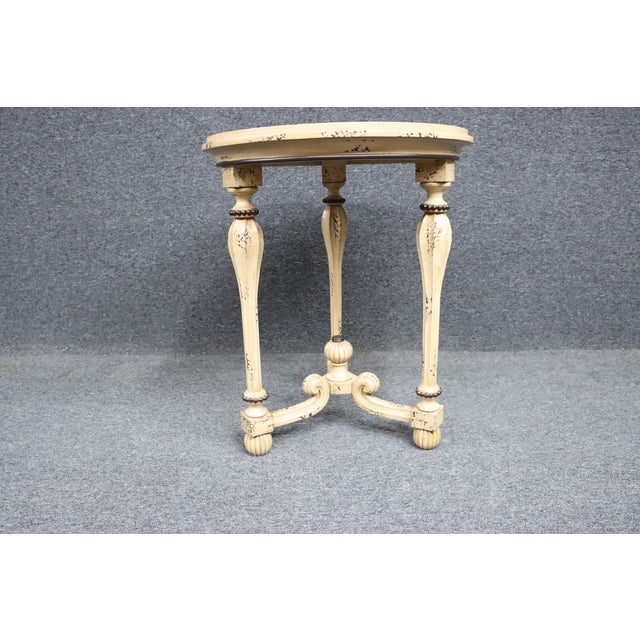 Cream Distressed Classical Lamp Table For Sale - Image 8 of 8