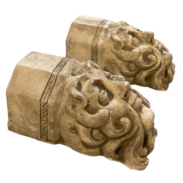 A Pair of Vintage Gothic Revival Cast Stone Grotesque Mascaron Wall Plaques For Sale In West Palm - Image 6 of 12