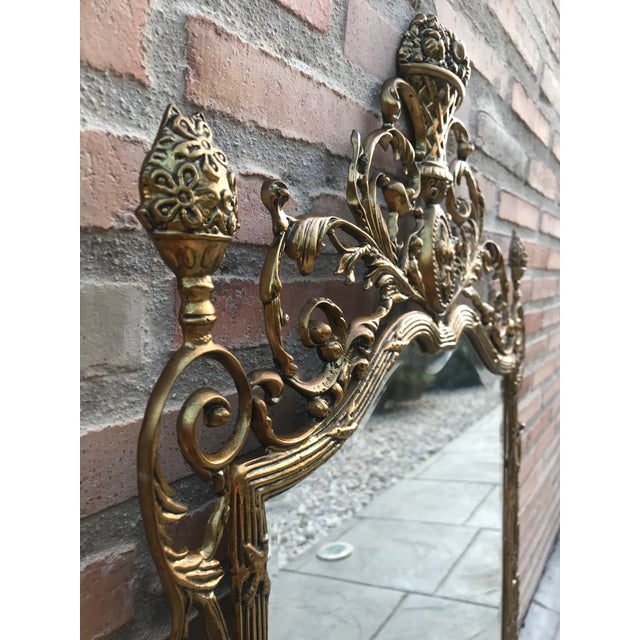 Metal 19th French Baroque Handmade Bronze Mirror With Reliefs For Sale - Image 7 of 10