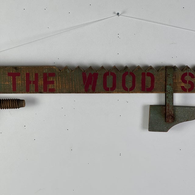 Unique Vintage Wood Shop Carpenter Double Sided Trade Sign For Sale - Image 4 of 12