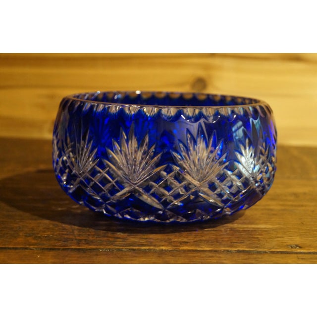 1950s Czech Bohemian Cobalt to Clear Cut Crystal Bowl For Sale In San Antonio - Image 6 of 10