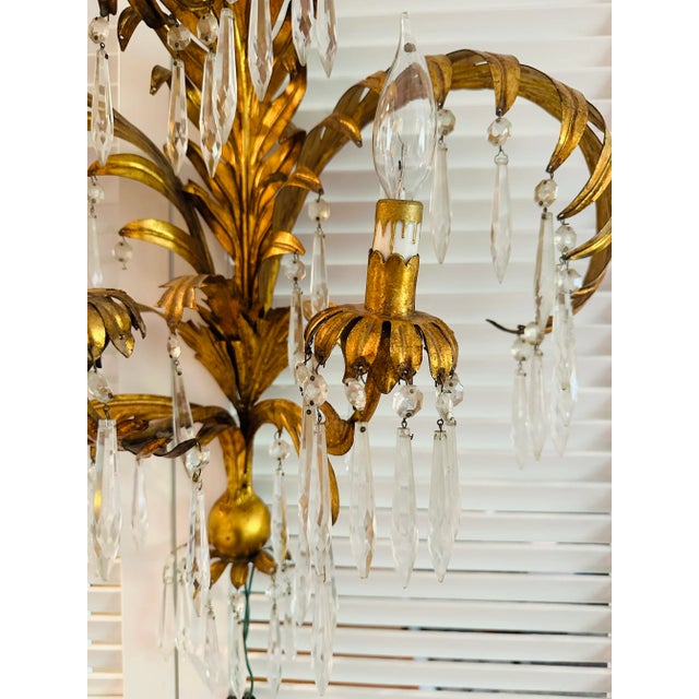 1960s Vintage Italian Palm Tree Tole Sconce For Sale - Image 5 of 10