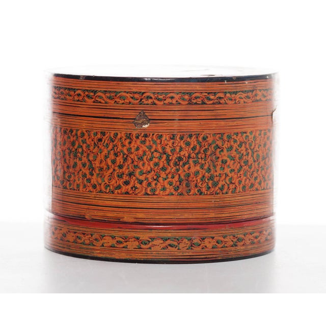 Low cost shipping included A rare 20th-century Burmese lacquerware Betel nut box in classic brick red with minimalist of...