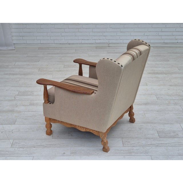 Danish Armchair in Furniture Wool Fabric & Oak Wood, 1970s For Sale - Image 11 of 18