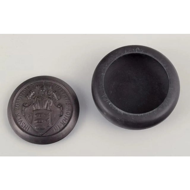 Wall Relief and Lidded Jar in Black Terracotta from Hjorth, Bornholm, Denmark, Set of 2 For Sale - Image 6 of 9