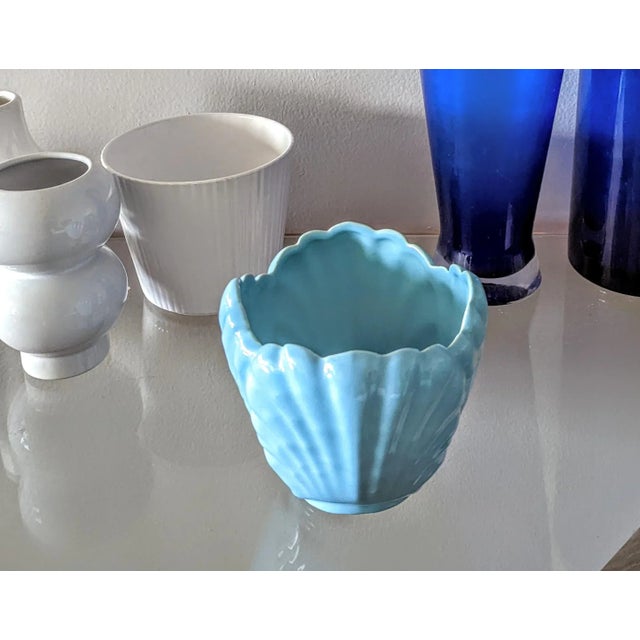 1940s Vintage 40s Blue Vase Planter by Abingdon For Sale - Image 5 of 5
