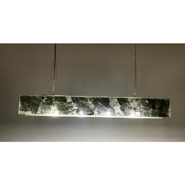 Italian Suspension Lamp With 4 Lights and Chromed Metal Structure. Matte and Murano Glass, 1990 For Sale - Image 6 of 11