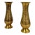 Pair of Vintage Hand Etched Brass Flower Vase Hollywood Regency Vessels MCM For Sale