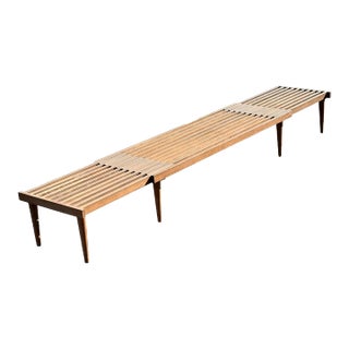 1960s Mid Century Extendable Slat Bench For Sale