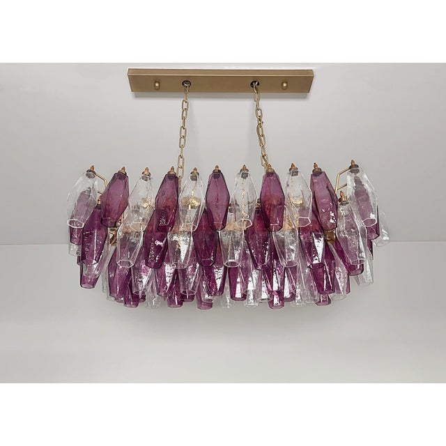 Amethyst and Clear Glasses Murano Poliedri Chandelier by Carlo Scarpa, 1990s For Sale - Image 10 of 18