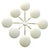 Italian flush mount with eight matte white Murano glass shades mounted on solid brass frame in lacquered polished brass...