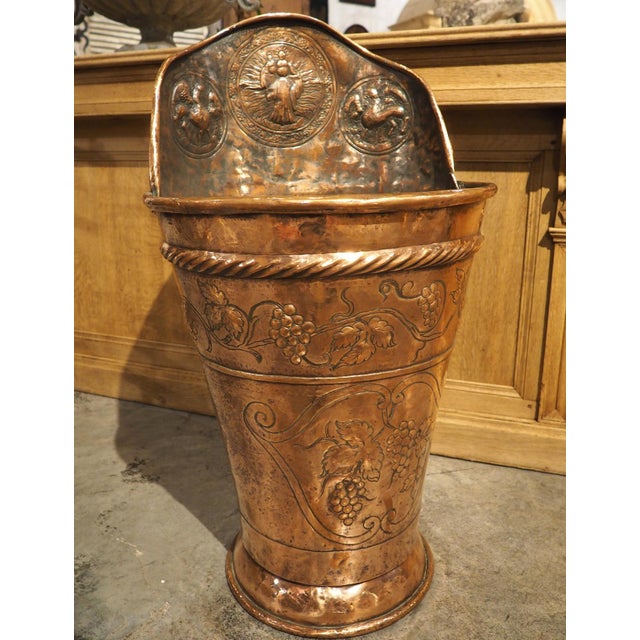 Highly Worked 19th Century Ceremonial Repousse Copper Hotte From France For Sale - Image 15 of 16