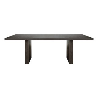 Matthew Izzo Home Patterson Espresso Oak Minimalist Plank Dining Table With Fluted Detail For Sale