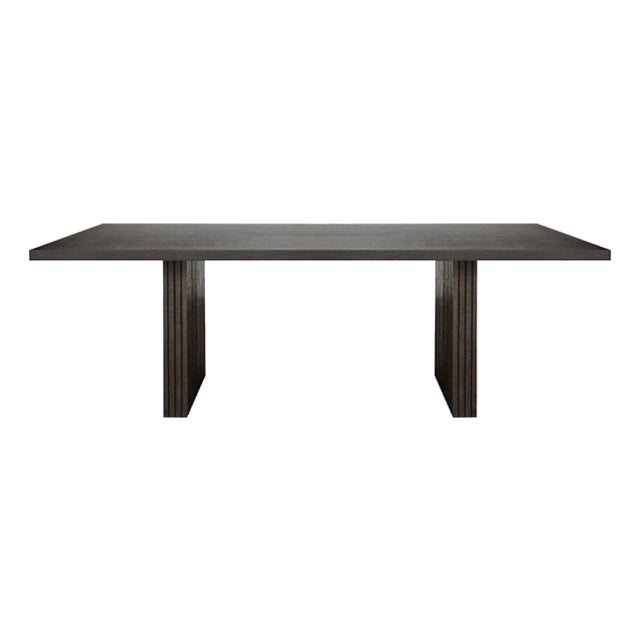 Matthew Izzo Home Patterson Espresso Oak Minimalist Plank Dining Table With Fluted Detail For Sale