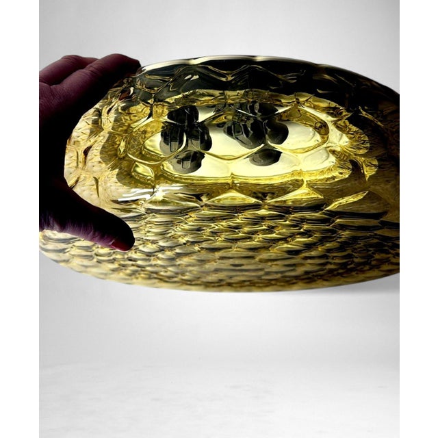 Mid 20th Century Murano Italian Mid-Century Manufacture Amber Bubble Glass Ceiling Mount For Sale - Image 14 of 18