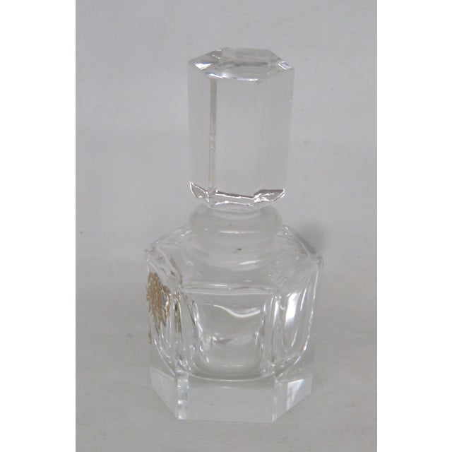 Art Deco Bohemian Empty Glass Perfume Bottle Czech Art Deco Crystal With Gold Rose 4485b For Sale - Image 3 of 13