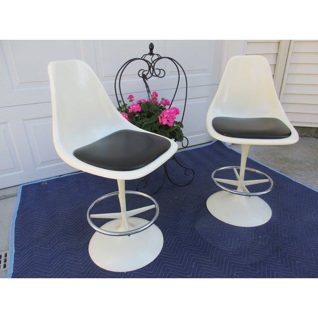 Saarinen Style Tulip Swivel Bar Stools A Pair Chairish