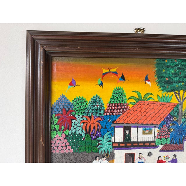 2000 - 2009 2003 Jadiro Colorful Latin American Folk Art Oil on Canvas Painting – Framed For Sale - Image 5 of 12