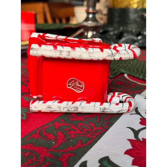 Ceramic 1956 Lefton Ceramic Shopper Girl in Sleigh For Sale - Image 7 of 12