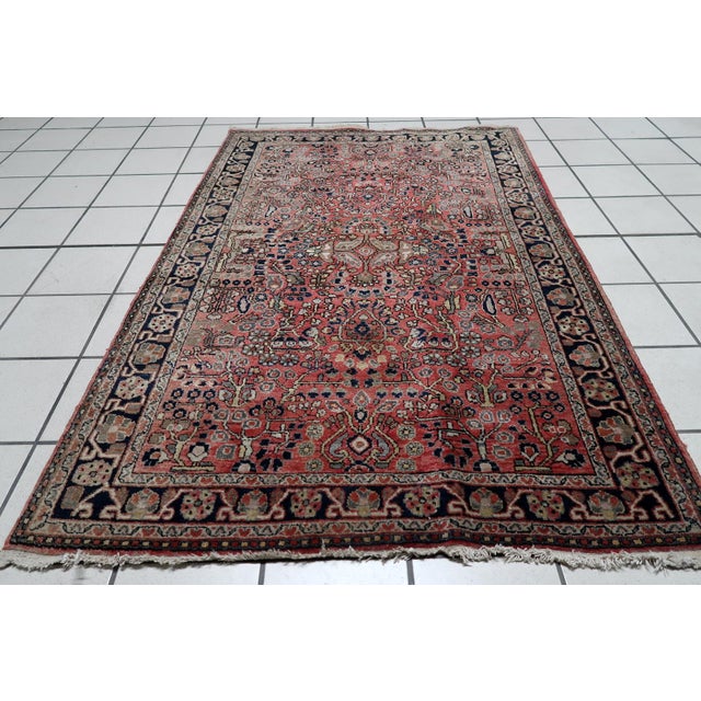 Vintage Persian Hamadan Handmade Rug 3.3' X 4.11' 1950s For Sale In New York - Image 6 of 12