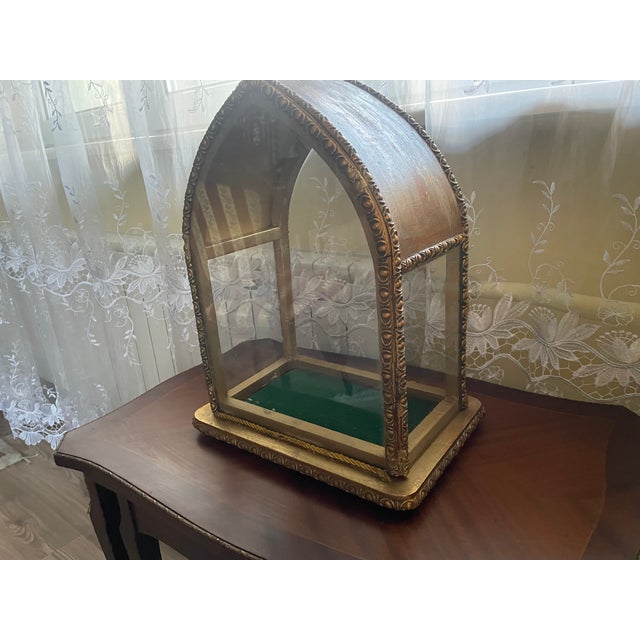 Glass 20th Century Neo-Gothic Eclectic Display Case in Wood and Glass with Decorative Plasterwork, 1890s For Sale - Image 7 of 16