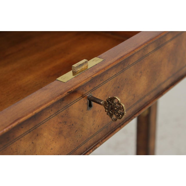 Wood Maitland Smith Burl Wood 3 Drawer Writing Desk Console For Sale - Image 7 of 18