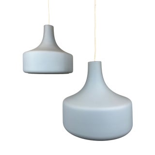 Vintage Opaline Pendant Lamps, 1970s, Set of 2 For Sale