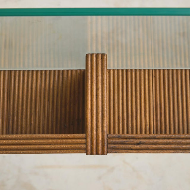 Italian Fluted Cherry Wood Console Table, 1970s For Sale - Image 9 of 12