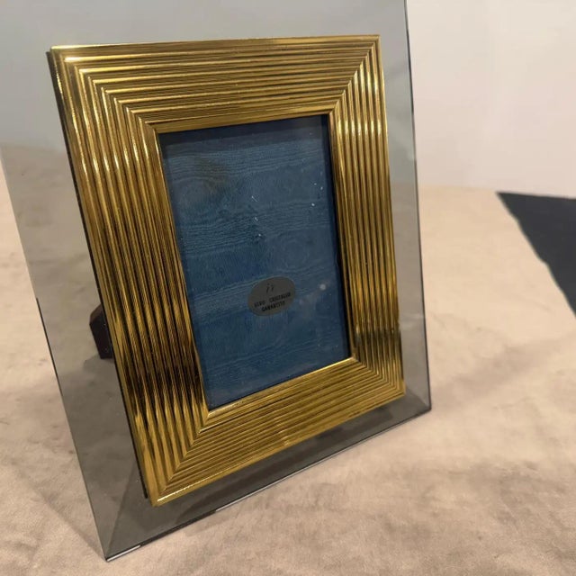 1960s Mid-Century Modern Brass and Smoked Glass Luxury Italian Picture Frame For Sale - Image 11 of 14