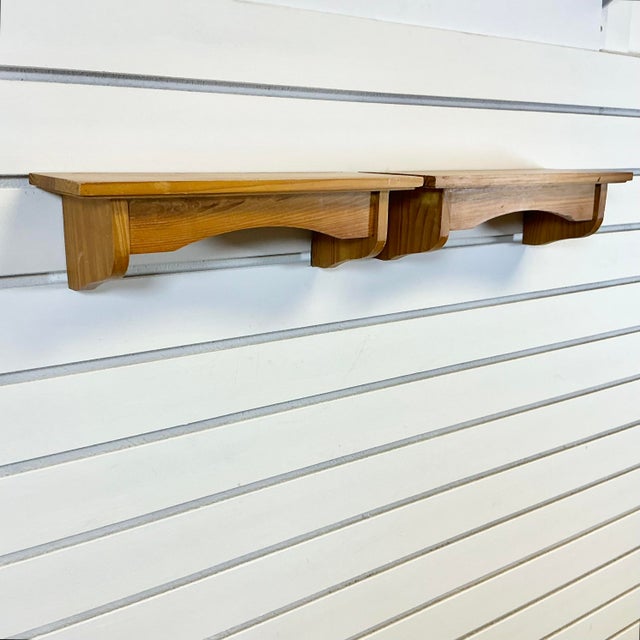 1980s Vintage Rustic Americana Farmhouse Pine Wall Shelves - A Pair. For Sale - Image 10 of 15