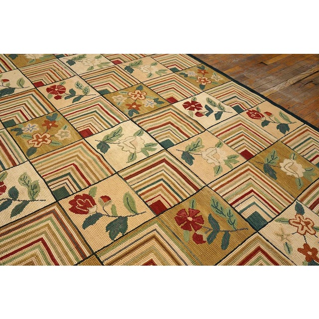Contemporary 2000s Multicolor Floral Folk Art Modern Contemporary American Hooked Rug 8' X 10' Handwoven Wool Carpet For Sale - Image 3 of 6