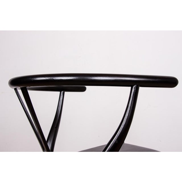 Danish Model CH 24 Wishbone Chairs in Black Lacquered Wood and Leather by Hans Wegner for Carl Hansen, 1960s, Set of 4 For Sale - Image 15 of 18