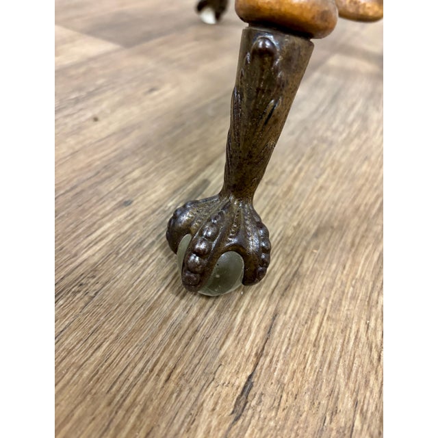 Victorian Antique Victorian Claw Foot Glass Ball Piano Stool For Sale - Image 3 of 9