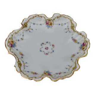 Antique Ahrenfeldt Limoges Plate Richard Briggs Boston Floral Gold Scalloped For Sale