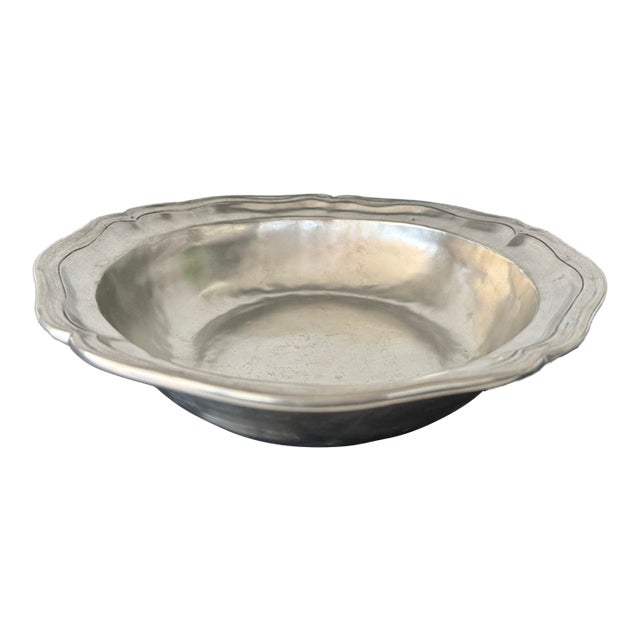 Ralph Lauren Home “Stanton” Round Pewter Serving Bowl Made in Italy For Sale